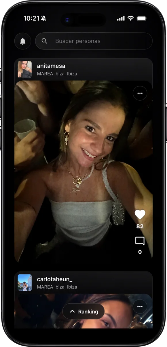 Feed del evento con una publicación y sus me gusta