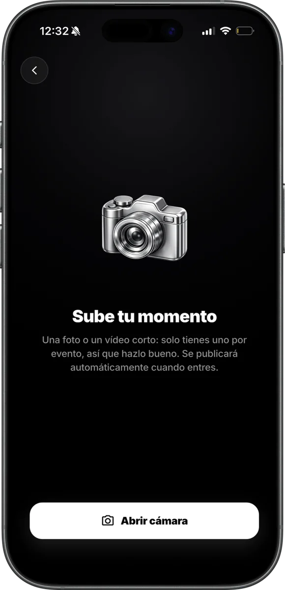 Pantalla para subir tu momento